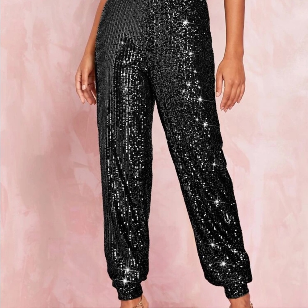 Black Sequin Glamorous Track Pants